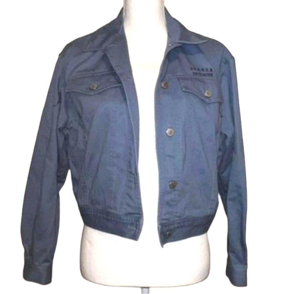 Lauren Ralph Lauren Womens Gray Preppy Layer Denim Jean Jacket Size Small 